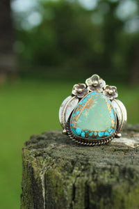 Rings- Turquoise + Pyrite with Flowers