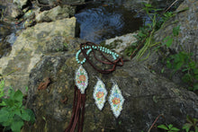 Load image into Gallery viewer, Necklace- Vintage Tin Pendant Genuine Leather
