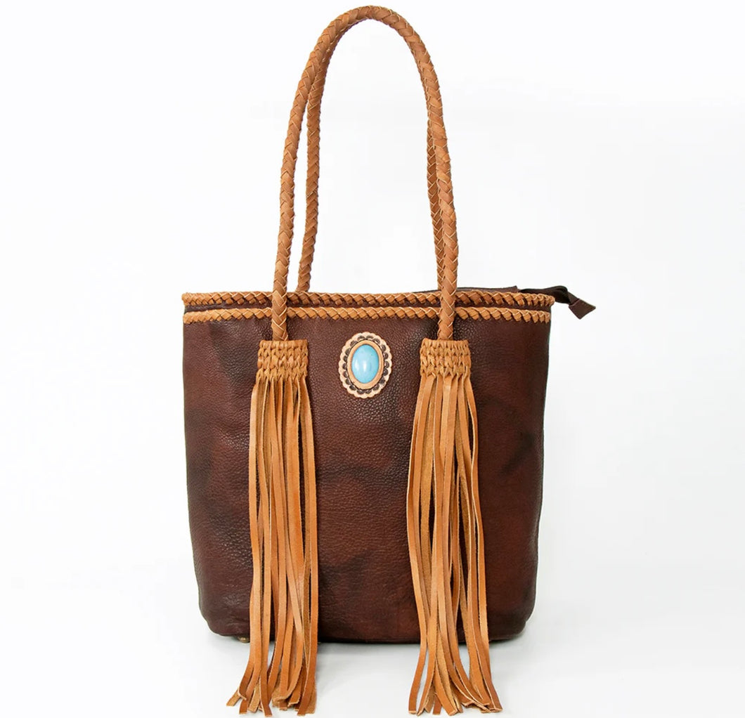 American Darling- Dark Leather Tote