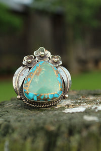 Rings- Turquoise + Pyrite with Flowers