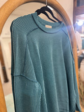 Load image into Gallery viewer, Zenana- Curvy Teal Ribbed Boat Neck Sweater
