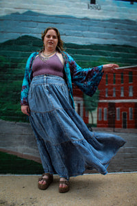 Bluevelvet- Denim Chambray Button Maxi Skirt