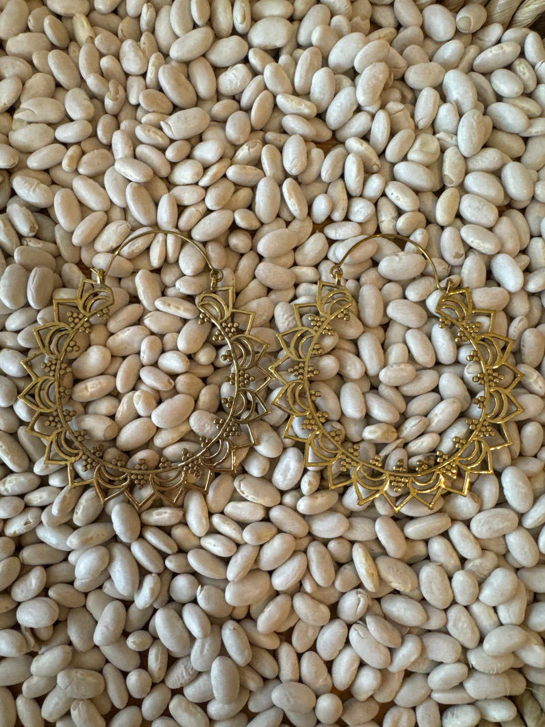 BOHO GAL EARRINGS- Brass Flower Stud hoops