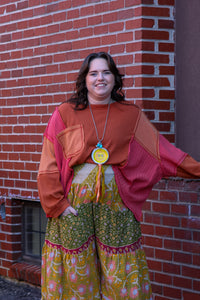 Kantha Bae- Lotus Pants Chartreuse Pink
