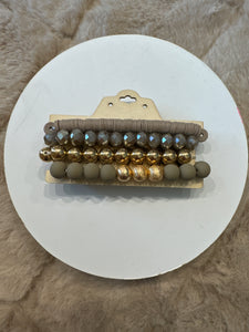 Bracelet- Grey/Gold 4 Stack