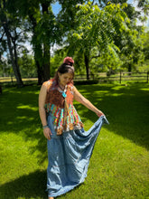 Load image into Gallery viewer, Bluevelvet- Denim Chambray Button Maxi Skirt
