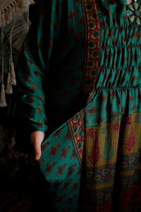 Kantha Bae- Ruched Maxi Dress Teal