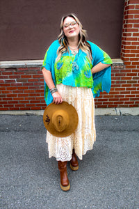 NECKLACE- Jeweled Clay Turquoise Squash Blossom