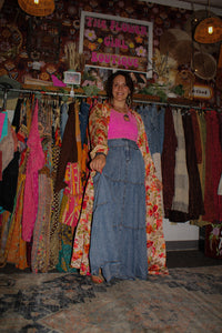 Bluevelvet- Denim Chambray Button Maxi Skirt