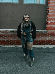 Blue- Denim Patched Overalls