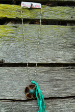 Load image into Gallery viewer, Necklace- Brown Ceramic Flower Turquoise Center
