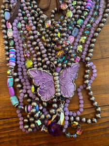 ABA- Huge Purple Butterfly Cowboy Pearls