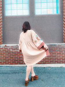 Easel- Natural Embroidered Woven Dress