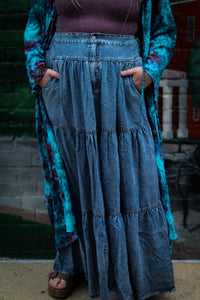 Bluevelvet- Denim Chambray Button Maxi Skirt