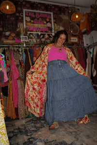 Bluevelvet- Denim Chambray Button Maxi Skirt