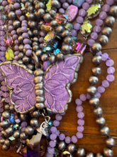 Load image into Gallery viewer, ABA- Huge Purple Butterfly Cowboy Pearls
