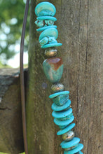 Load image into Gallery viewer, Necklace- Chunky Turq • Genuine Leather Necklace
