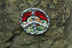 Necklace- Soldered Vintage Tin Peace Sign