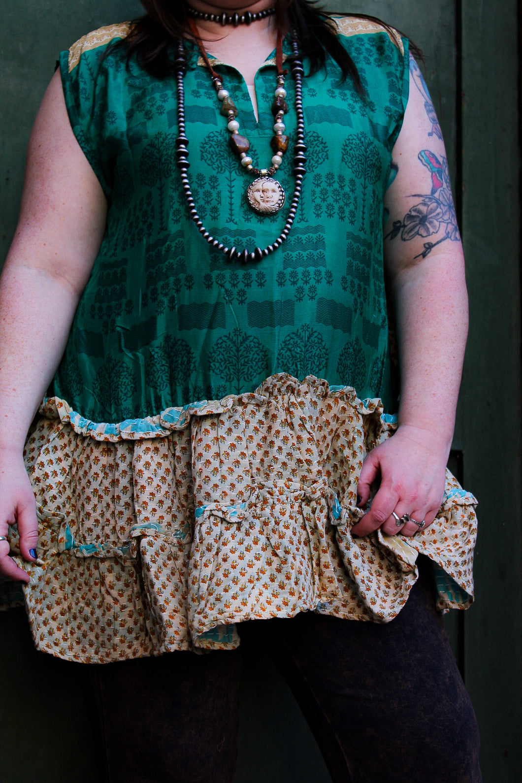 Get Ready Ruffle Tunic Green