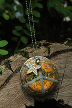 Load image into Gallery viewer, Necklace- Vintage Coffee Lid Tin Peace Sign
