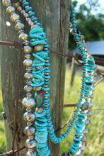 Load image into Gallery viewer, Necklace- Long Turq + Navajo Pearl Rounded
