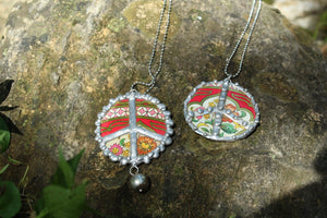Necklace- Soldered Vintage Tin Peace Sign