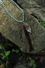 Load image into Gallery viewer, Necklace- Vintage Tin Pendant Genuine Leather
