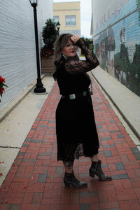 Easel- Black Lace Midi Dress