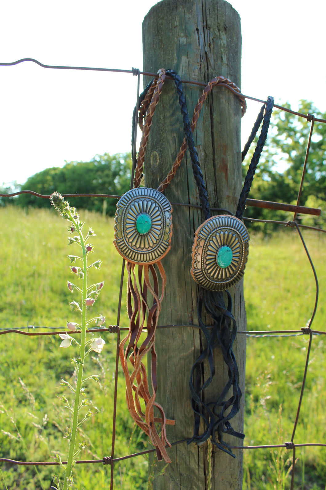 Necklace- Genuine Leather Concho Bolo (2 colors)