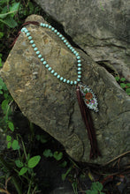 Load image into Gallery viewer, Necklace- Vintage Tin Pendant Genuine Leather
