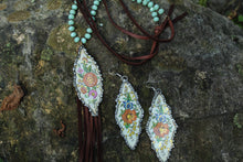 Load image into Gallery viewer, Necklace- Vintage Tin Pendant Genuine Leather
