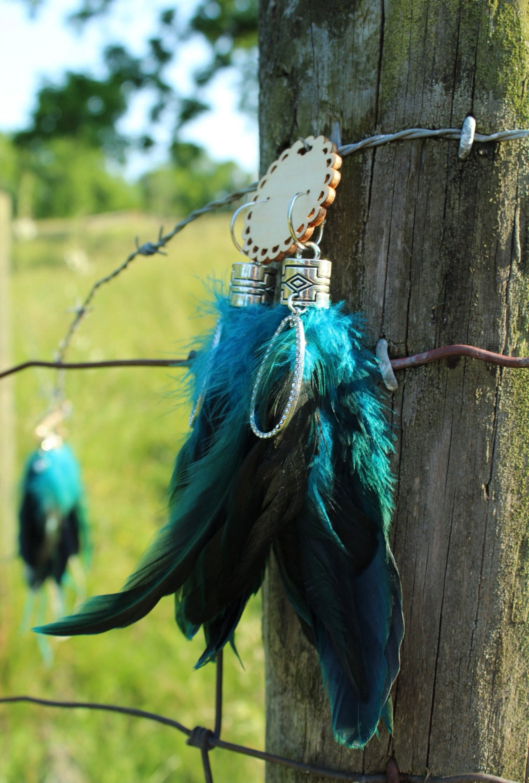 Earirngs- Blue Feather Earrings