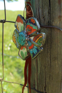 Necklace- Vintage Tumbled Mexican Tile Flower