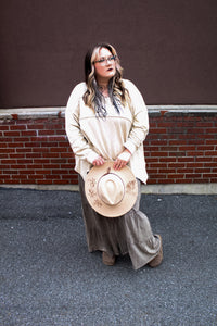 HATS- Early Autumn Blooms Beige Suede Rancher