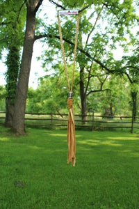 ABA- Camel Leather Braided Tassel Necklace