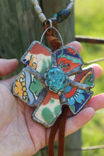 Load image into Gallery viewer, Necklace- Vintage Tumbled Mexican Tile Flower

