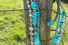 Load image into Gallery viewer, Necklace- Long Turq + Navajo Pearl Rounded
