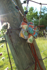 Necklace- Vintage Tumbled Mexican Tile Flower