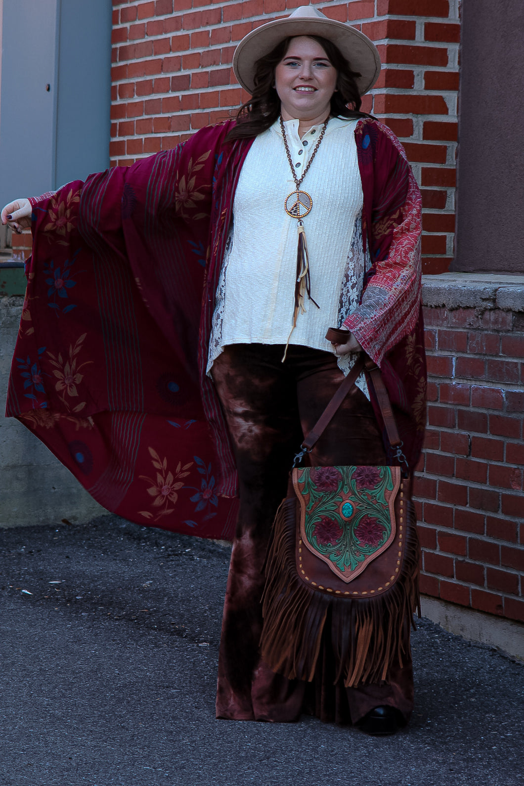 American Darling- Leather Floral Hand Tooled Pink Floral