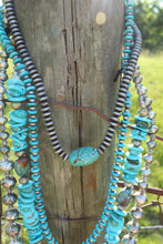 Load image into Gallery viewer, Necklace- Long Turq + Navajo Pearl Rounded
