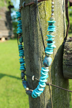 Load image into Gallery viewer, Necklace- Chunky Turq • Genuine Leather Necklace
