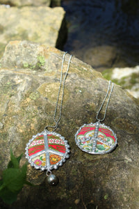 Necklace- Soldered Vintage Tin Peace Sign