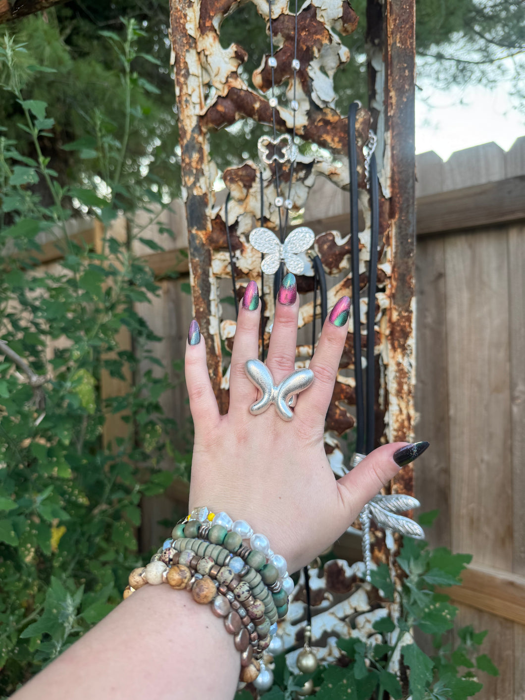 Ring- Silver Butterfly Stretchy