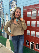 Load image into Gallery viewer, Zenana- Mocha Washed Baby Waffle Henley
