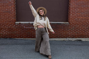 Easel- Mocha Tiered Wide Leg Pants