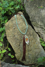 Load image into Gallery viewer, Necklace- Vintage Tin Pendant Genuine Leather
