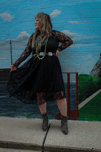 Easel- Black Lace Midi Dress