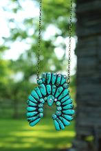Load image into Gallery viewer, NECKLACE- Jeweled Clay Turquoise Squash Blossom
