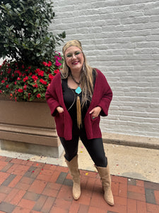 Zenana- Cabernet Knit 3/4 Sleeve Cardi