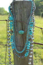 Load image into Gallery viewer, Necklace- Long Turq + Navajo Pearl Rounded
